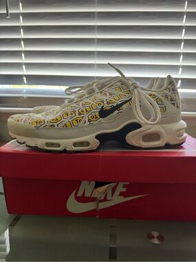 Nike Air Max Plus White with Yellow TN Graphic and Black Swoosh